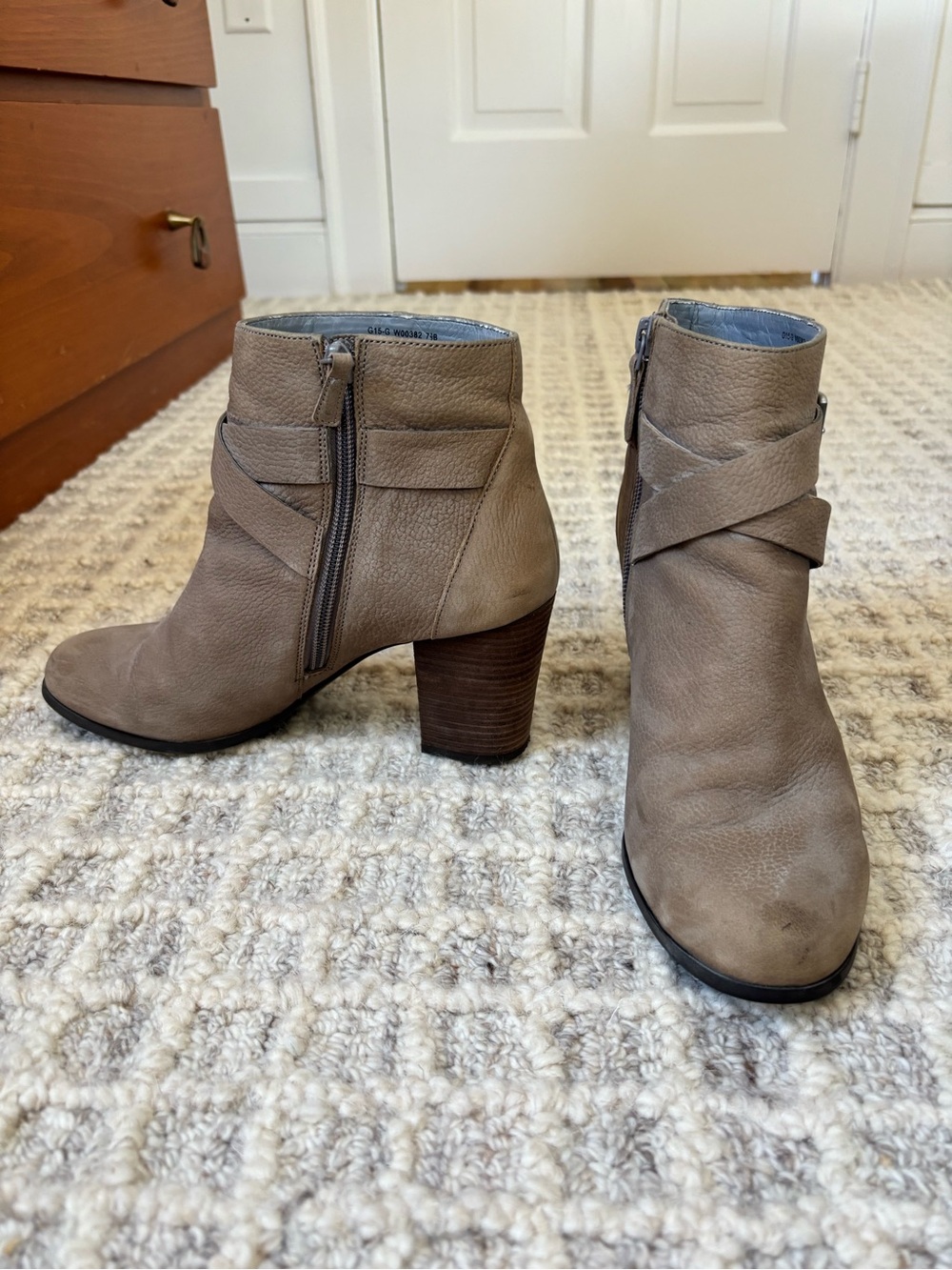Taupe Leather Block Heel Ankle Boots - Women - Cole Haan